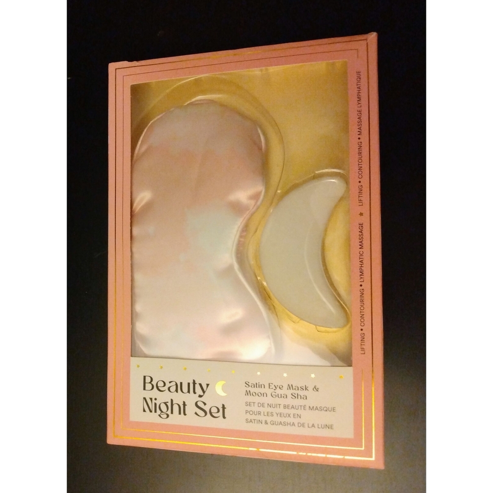 White Jade Gua Sha and Satin Eye Mask Beauty Night Sleep Set